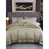 economico Collezione d&#039;elite-Set copripiumino da 4 pezzi, 100% cotone biologico, tessuto morbido e traspirante, include copripiumino e federe per un sonno confortevole.