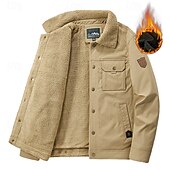 preiswerte Pufferjacken-Herren Wanderjacke Fleecejacke für Wanderer Draussen warm Fleece-Futter Windbreaker-Jacke Reisen Armeegrün Khaki Dunkelblau