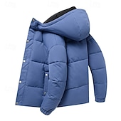 baratos Blusões e Parkas para Homem-Homens Casaco de inverno Casaco puffer Acolchoado Casaco com capuz Com Capuz Outono &amp; inverno Cor Sólida / Simples Lazer Com Capuz Curto Adamascado Preto Amarelo Azul Céu Cinzento Casaco