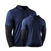 baratos Camisetas e Regatas de Corrida-Homens Camisetas Compressão Camisa Atlético camisa de ginástica Camisa Fitness 2 em 1 Manga Longa Moletom Casual Roupa Esportiva Outono Respirável Secagem Rápida Macio Treino de Ginástica Corrida