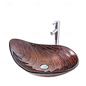 economico Lavabi da appoggio-moderno semplice chiaro luce intaglio yuan tesoro lavabo in vetro temperato con rubinetto a cascata lavabo supporto lavello bwy19-193