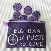baratos Presentes-grande saco de f*cks para dar bolsa com zíper, com diferentes moedas de feltro com zíper de fucks que podem ser bordadas em roupas, chapéus, saco de fucks gag presente para amigos