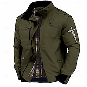 baratos jaquetas e casacos gráficos masculinos-Homens Gráfico Com letras estampadas Jesus Jaqueta Bomber Blusão Casaco Tático Térmico / Quente Confortável Casual Esportes Acampar e Caminhar Bolsos laterais Zip Frente Outono Inverno Colarinho