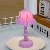 baratos Candeeiros de mesa-Abajur de mesa led com flor de concha colorida de macaron, quarto &amp;luz noturna de mesa de jantar, decoração moderna simples, botão alimentado por bateria 1pc