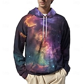 cheap 3D Pattern-Men's Graphic Galaxy Star Print Hoodie Hoodies Sweatshirt Vacation Daily Classic Casual Long Sleeve Hooded Vacation Sports Outdoor Going out Streetwear Black Printing Winter Spring &amp;  Fall Designer S