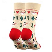 billiga herrstrumpor-Herr 5 par Multipack Socka Crew strumpor Vardagliga strumpor Julstrumpor Rubinrött Marinblå Färg Julgran Jul Dagligen Semester Medium Höst Vinter Mode Ledigt