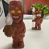 tanie Oświetlenie krajobrazowe-Totem ozdoba zewnętrzna miniaturowa lampa led żywica stojąca trawnik zasilana energią słoneczną figurka ogrodowa tiki prezent ganek realistyczne rzemiosło 1 szt.