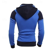 preiswerte Basic-Hoodies für Herren-Herren Vollreißverschluss-Kapuzensweatshirt Reißverschluss Kapuzensweatshirt Fleece Kapuzensweatshirt Weiß Rote Blau Grau Mit Kapuze Farbblock Reißverschluss Patchwork Tasche Sport &amp; Outdoor Täglich
