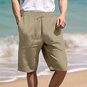 economico Vacanza-Per uomo Pantaloncini Pantaloncini estivi Pantaloncini da spiaggia A cordoncino Vita elastica Gamba dritta Liscio Comfort Traspirante Breve Informale Giornaliero Per eventi Di tendenza Classico Cachi