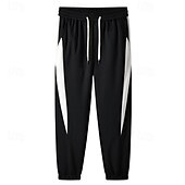 baratos Calças Desportivas-Homens Calças Esportivas Corredor Calças Calça casual Com Cordão Cintura elástica Bloco de cor Tecido Conforto Macio Comprimento total Ao ar livre Casual Diário Moda Roupa de rua Preto Cáqui