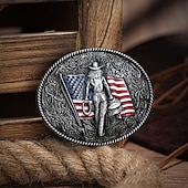 cheap Men&#039;s Belt-Men&#039;s Belt Buckle Buckle Silver Alloy Vintage Style Retro Vintage National Flag Daily Religious Celebrations