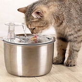 tanie Miski i podajniki na karmę dla psów-Psy Koty Małe zwierzątka futerkowe Automatyczna miska do picia 2.4 L Stal nierdzewna Trwały Łatwa instalacja Fontanna Solidne kolory Srebrny Miski i Żywienie Dom
