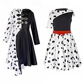 levne Dívčí kostýmy-Sto a jeden dalmatin Cruella de Vil Šaty Maškarní Cosplay kostým Obleč se Filmové kostýmy for Dívčí Dětské Plesová maškaráda Párty a večer