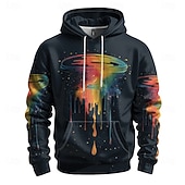 preiswerte 3D Muster-Herren Grafik Kapuzensweatshirt Kapuzenshirts Pullover Urlaub Täglich Klassisch Lässig Langarm Mit Kapuze Urlaub Sport im Freien Ausgehen Streetwear Schwarz Drucken Winter Frühling &amp; Herbst Designer