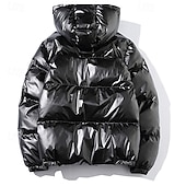 billiga Herrdunjackor och -parkas-Herr Vinterkappa Pufferjacka Vadderad jacka Ficka Polyester Dagliga kläder Datum Semester Normal Mode Ledigt Bekväm Håller värmen Höst vinter Enfärgad / vanlig färg Silver Svart Marinblå Guld