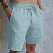 baratos Clássico-Homens Calção Shorts de verão Shorts de praia Bolsos Com Cordão Cintura elástica Tecido Conforto Respirável Curto Casual Feriado Para Noite Moda Roupa de rua Preto Branco