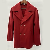 cheap Men&#039;s Trench Coat-Men&#039;s Peacoat Trench Coat Daily Vacation Fall &amp; Winter Polyester Thermal Warm Outerwear Clothing Apparel Fashion Classic Plain Pocket Lapel Double Breasted