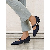 ieftine Block Heels-pantofi de damă din tricot Mary Jane cu curea cu cataramă – pantofi confortabili și eleganti cu toc joasă pentru ținute casual sau de birou