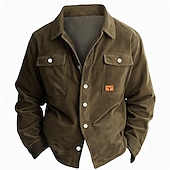abordables chaqueta de camisa de los hombres-Hombre Color sólido Chaqueta tipo camisa Sobrecamisa Manga Larga Vintage Tribal Uso Diario Otoño invierno Camisas con cuello Abotonar Impresión 3D 2 bolsillos 1 PC Verde Ejército Azul Marino Marrón