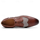 Недорогие Броги-мужские коричневые оксфорды из искусственной кожи с узором «гусиная лапка» и деталями в стиле «брог» — классические туфли для деловых встреч и свадеб