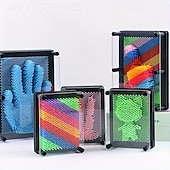 cheap Gags &amp; Practical Joke Toys-Rainbow 3D Pin Art Board Toy - Sensory Handprint Sculpture for Kids and Adults - Decompression and Creativity Art Sensory Toy - Perfect for Parties, Birthdays, and Christmas Gifts