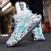 economico Sneakers Casual-sneakers alte da uomo con motivo graffiti – scarpe sportive streetwear colorate con chiusura con lacci, tomaia in mesh traspirante per abbigliamento casual e sportivo