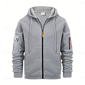 economico felpe con cappuccio da uomo di base-Per uomo Felpa con cappuccio Felpa con cappuccio a zip intera Felpa con cappuccio tattica Nero Blu marino Blu Cachi Grigio scuro Con cappuccio Liscio Sportivo Giornaliero Per eventi Streetwear