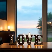 economico Luci decorative-luci a led per alfabeto e marquee arabe, lettere nere alimentate a batteria led per eventi, matrimoni, feste, compleanni, casa, bar, nuovo design, nero fresco