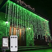 billige Elektrisk støpsel-utendørs juleistapper vindu gardinlys 6x1m-300led plugg i 9 farger fjernkontroll vindusvegglampe varm hvit rgb til soveromsfest hage julepynt 31v eu/us/au/uk plugg