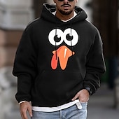 economico Felpe grafiche da uomo-Per uomo Divertente Turchia Felpa con cappuccio Pullover Manica lunga Felpe Con cappuccio Classico Giorno del ringraziamento Casual / quotidiano Primavera Autunno Nero Abbigliamento progettista