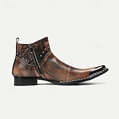 cheap Premium Leather Boots-Men&#039;s Premium Cowhide Leather Motorcycle Boots with Studded Design, Brown Gradient Finish, and Metallic Detailing – Perfect for Biker Style and Casual Outfits