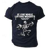 billiga Mäns grafiska t -shirt-Herr Dödskalle Rolig brevtryck T-shirt T-tröja 100 % bomull Kortärmad Grafisk Skjorta Svart Armégrön Mörkblå Bekväm t-shirt Gata Utomhussport Modedesignerkläder