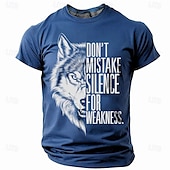 preiswerte T-Shirts mit Tiermuster-Herren Wolf T Shirt Kurzarm T-Shirt 3D-Druck Rundhalsausschnitt Hemd Retro Vintage Brautkleider schlicht Streetstyle Sports Outdoor Festtage Ausgehen Schwarz Rote Blau Frühling Sommer Bekleidung S M