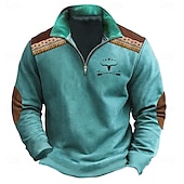 economico Felpe 3D da uomo-Per uomo Mucca Da caccia Felpe Felpa con zip Felpa con cerniera a un quarto Manica lunga Felpa mezza cerniera Vintage retrò Stampa 3D Per uscire Arrampicata Da caccia Mezza Zip Inverno Primavera