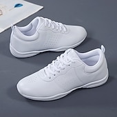 preiswerte Tanz-Sneaker-Tanz-Sneakers aus weißem Kunstleder für Damen, Herren und Kinder, leichte Schnürschuhe mit rutschfester Sohle, perfekt für Jazz, Hip-Hop und Gesellschaftstanz