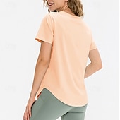 tanie Koszulki biegowe i topy-Damskie Běžecké tričko Krótki rękaw Tee Tshirt Codzienny Athleisure Solidne kolory Szybkie wysychanie Miękka Oddychający Trening w siłowni Chodzenie Jogging Odzież sportowa Odzież sportowa Morelowy