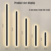 cheap Outdoor Wall Lights-Long Outdoor Waterproof Modern LED Acrylic Wall Lamp 15.7-70inch Color Light Optional IP65 LED Wall Mounted Lighting Fixture Rectangular Black Wall Lamp Elegant Frosted Acrylic Rust Proof AC85-265V
