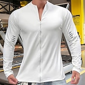 economico T-shirt e Canottiere da Corsa-Per uomo Maglia Atletica Maglia da palestra Camicia fitness Camicia a compressione imbottita Zip intera Manica lunga Maglietta / Maglia Informale Athleisure Autunno Traspirante Asciugatura rapida
