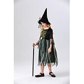 levne Dětské kostýmy-Čerodějnice Valpuržina noc Šaty Cosplay kostým Dětské Dívčí cosplay Výkon Párty předvečer Všech svatých Karneval Plesová maškaráda Mardi Gras Jednoduchý karnevalový kostým