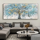 preiswerte Blumen-/Botanische Gemälde-extra großes handgemaltes abstraktes Blumenölgemälde handgemachte Wandkunst große Spachtellandschaftsgemälde Frühlingsgold-Bule-Blumengemälde moderne dekorative Baumgemälde Raumkunst