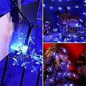 baratos Luzes solares de corda-Luzes de corda de fada à prova d&#039;água de floco de neve de natal com led solar 30/50/100 led 8 modos de iluminação para áreas externas quintal jardim feriado jardim casamento festa de ano novo