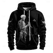 cheap Gothic &amp; Skull-Men's Graphic Dark Hoodie Hoodies Sweatshirt Vacation Daily Classic Casual Long Sleeve Hooded Vacation Sports Outdoor Going out Streetwear Black Printing Spring &amp;  Fall Designer S M L XL XXL 3XL