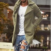 economico Trench da uomo-Per uomo Cappotto invernale Giacca invernale Giubbotto Esterno Strada Tenere al caldo Traspirante Tasche Autunno Inverno Tinta unica Streetwear Per sport Collo ripiegabile Lungo Standard Nero Blu