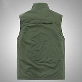 preiswerte Men&#039;s Vest-Herren Weste Angelweste Weste für Wanderer Täglich Verabredung Urlaub Modisch Brautkleider schlicht Frühling Sommer Gitter Tasche Polyester Atmungsaktiv Komfortabel Glatt Reisverschluss Ständer