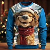abordables Disfraz de animal navideño-Navidad Hombre Perro Impresión 3D 3D Sudaderas Sudadera Sudadera Manga Larga Camisa de entrenamiento Cuello Barco 3D Gracioso Impresión 3D Navidad Vacaciones Fiesta Cuello redondo Impresión 3D 3D