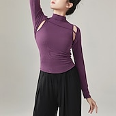 お買い得  ダンス練習着-アクティブウェア ベスト ピュアカラー スプライシング 女性用 性能 訓練 長袖 ハイウエスト ポリエステル