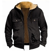 baratos moletons 3d masculinos-Homens Lobo Tosão Moletom Moletons Moletom Manga Longa Moletom com capuz Com Capuz Moda Impressão 3D Feriado Streetwear Preto Vermelho Zíper Bolsos Outono Inverno Designer