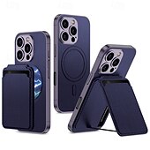 Недорогие Чехлы для iPhone-телефон Кейс для Назначение iPhone 16 Про Макс Плюс айфон 16 Айфон 15 Про Макс Плюс Кейс на заднюю панель со стендом Магнитный Поддержка беспроводной зарядки Ретро ТПУ Кожа PU