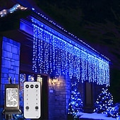 billige Elektrisk støpsel-utendørs juleistapper vindu gardinlys 6x1m-300led plugg i 9 farger fjernkontroll vindusvegglampe varm hvit rgb til soveromsfest hage julepynt 31v eu/us/au/uk plugg