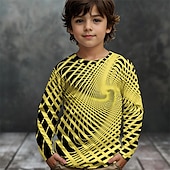 billiga Pojkens 3D Vision &amp; Geometri-Pojkar 3D Grafisk Geometrisk T-shirt Långärmad Vår Höst Mode Grundläggande Barn 4-12 år Rund hals Utomhus Ledigt Dagligen Normal